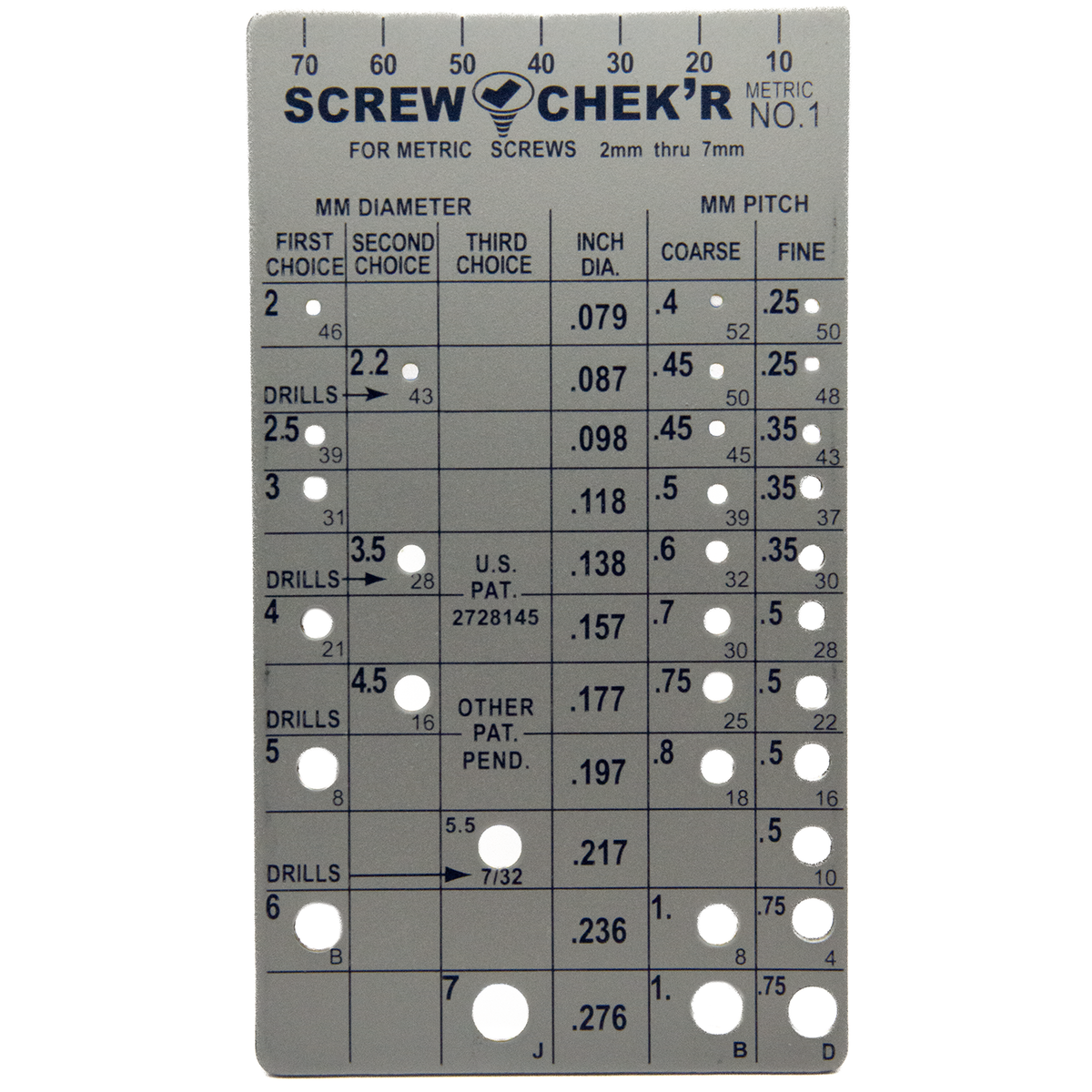 BoltSizeIt Metric Screw Checker <br> (2mm – 7mm)