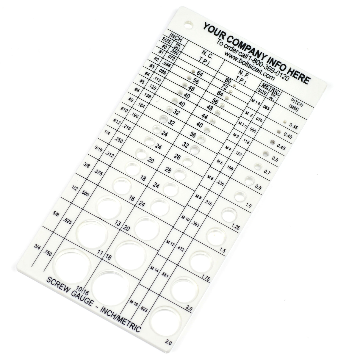 BoltSizeIt Internally Threaded Screw Gauge + Drill/Tap Gauge <br> (Inch & Metric)