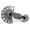 Metal Gorilla bolt size thread pitch gauge tool with inch measurement on white background, opened and showing the front