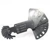 Metal Gorilla bolt size thread pitch gauge tool with metric measurement on white background, opened and showing the front